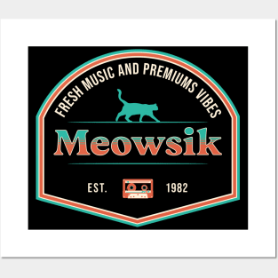 Retro Meowsik-Cat and Music lovers- Posters and Art